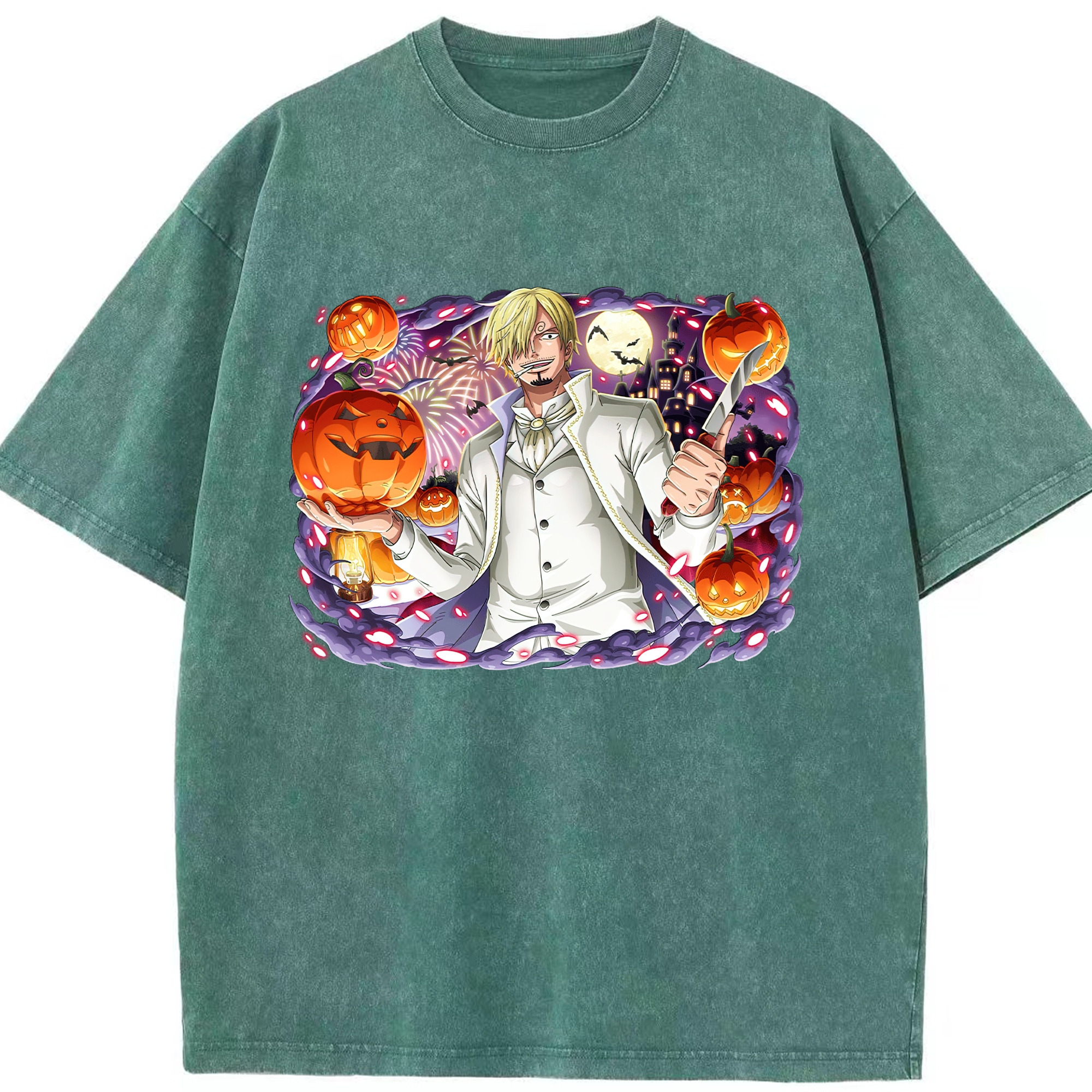 （画像用） ワンピース サンジ ONE PIECE Sanji 綿100% ヴィンテージ風 半袖Tシャツ（フロントプリント）